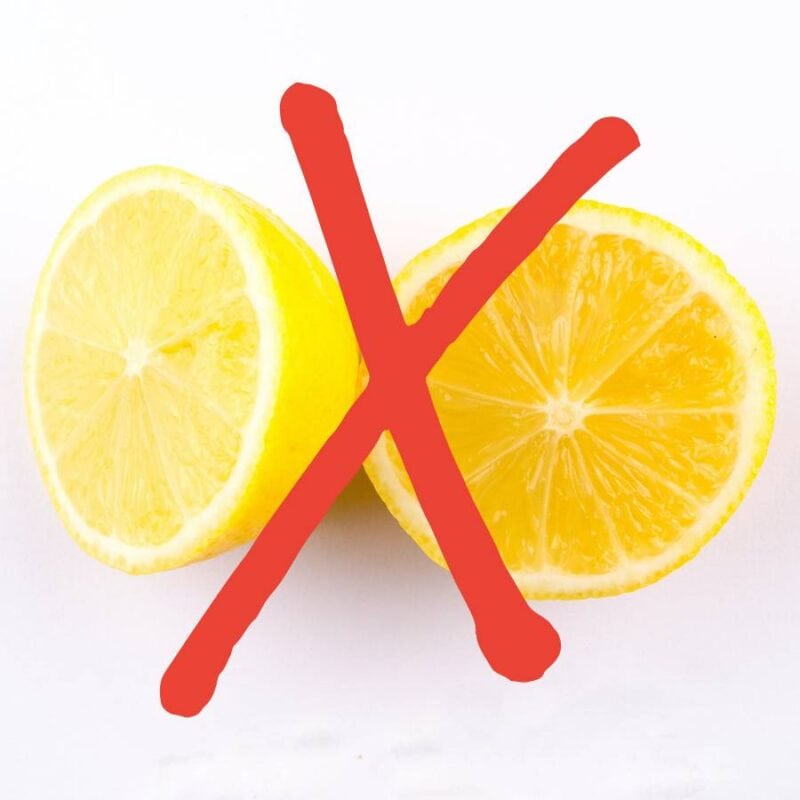 a picture of two lemons with a red "X" crossing them 