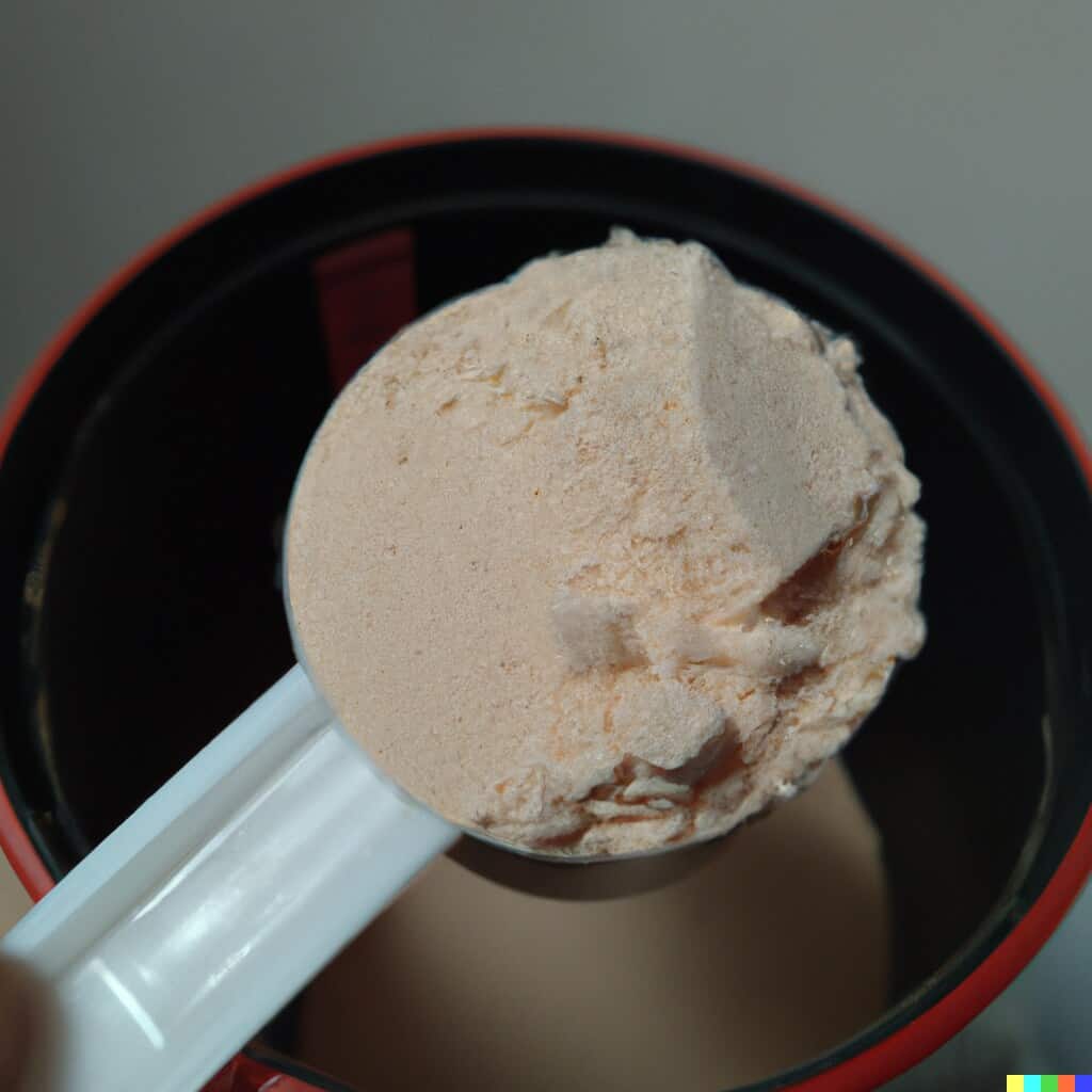 whey protein in a scoop